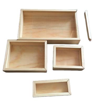 China Handmade unfinished rectangle wooden box with magnet lid for sale