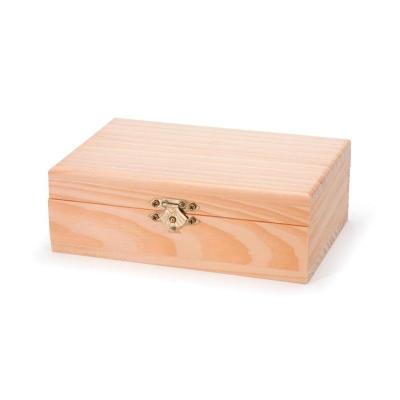 China Handmade Natural Unfinished Wooden Craft Hinged Box, Rectangle Wooden Box, Custom Wooden Box Wholesale for sale