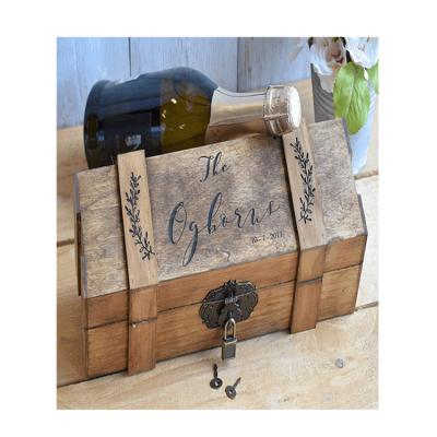 China China Wholesale Rustic Lockable Personalized Custom Wedding Wooden Wine Box for sale