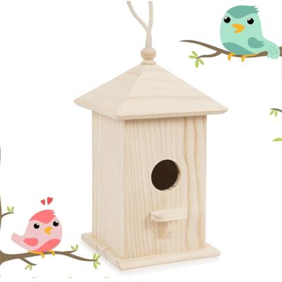 China Breathable Creative Handmade Hanging Decorative Kids DIY Painted House Wholesale Kit Toy Factory Bird Diy Wood for sale