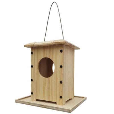 China Breathable Art Craft Hanging Pine and Plywood Bird Feeder Home Decor DIY Solid Wholesale Toy Plant Bird Nest for sale