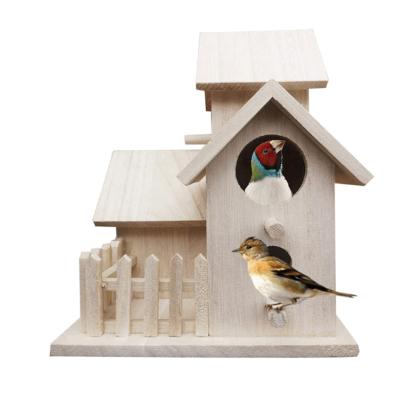 China Breathable Unfinished Hanging Villa Feeding Breeding Children DIY Toy Factory Wholesale Wooden Villa House For Bird for sale