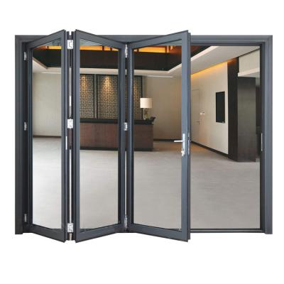 China HANS TIMM Modern Aluminum Insulated Tempered Glass Folding Patio Doors for sale