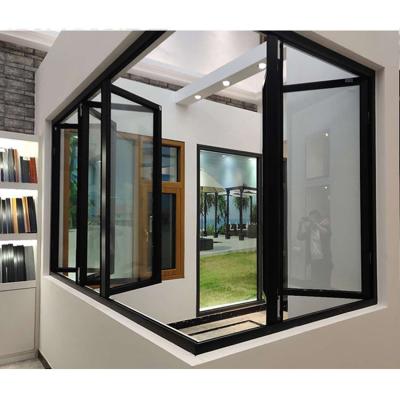 China Modern Most Popular Aluminum Accordion Window Big Bi-Folding Stained Glass Folding Window for sale