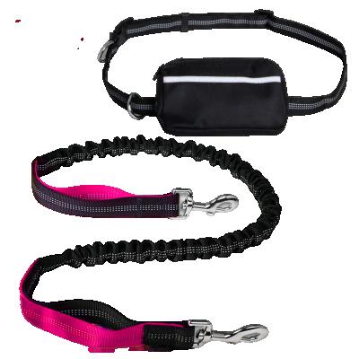 China Durable Hand Free Dog Leash With Waist Bag Adjustable Retractable And Thoughtful Stitching Leash For Walking Hiking Jogging Running for sale