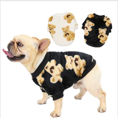 China Warm Round Collar Stocked Plus Velvet Bear Pattern Design Dog Pet Clothes Autumn And Winter for sale