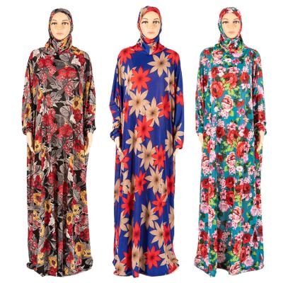 China Wholesale Muslim 100% Polyester Women Prayer Dresses Robe Gown Islamic Ladies Loose Abaya Hooded Jilbab Dubai Turkey for sale