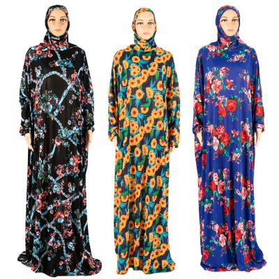 China 100% Polyester Women Muslim Prayer Dresses Robe Gown Islamic Ladies Loose Abaya Hooded Jilbab Dubai Turkey for sale