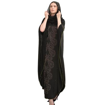 China Elegant Abaya Maxi Dress Modest Ladies Beads Latest Burqa Kimono Abaya Dubai Design Arabic Long Hijab Muslim Dress Islamic Clothing for sale