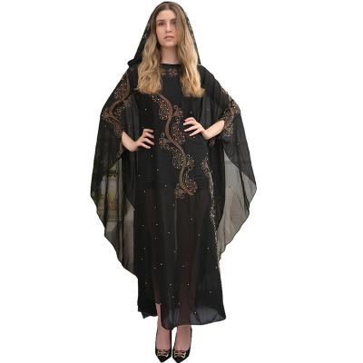 China Long Abaya Dubai Turkey Arab Oman Chiffon Long Dress Hooded Elegant Abaya Women Muslim Islamic Clothing Dress for sale