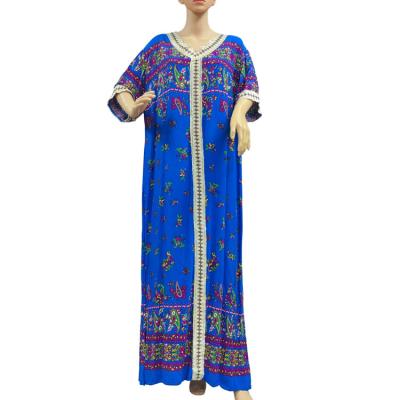 China African Long Wear Abaya Skirt Dress Maxi Length Dashiki Floral Muslim Dress African Cotton Long Dress for sale