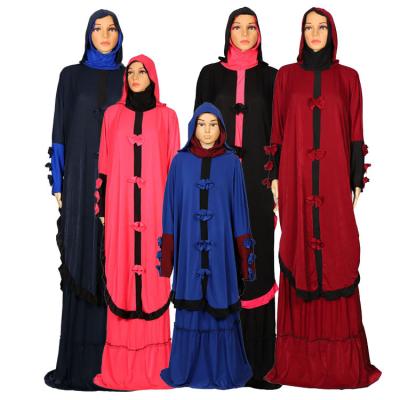 China Breathable Arab Islamic Clothing Muslim Women Girls Prayer Dress Kids Maxi Skirt Sets Kids Hijab Abaya Long Dress Suits for sale