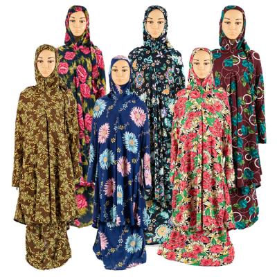 China Polyester 100% POP Printed Muslim Telekung Skirt Set Children Floral Dress Malaysia Turkey Hijab Abaya Girls Kids Long Prayer Dress for sale