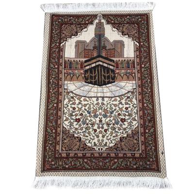 China Soft Portable Decoration Embroidery Blanket Tassel Tapete Islamic Muslim Prayer Blanket 110x70cm Muslim Home Washable Mat Cotton for sale