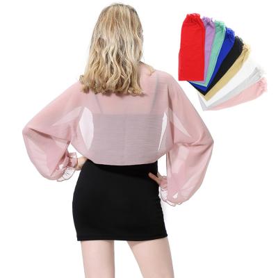 China First class fabric and first class workmanship wholesale 9 colors chiffon wrap shawls women bolero cape for raglan sleeve beach shawl bolero shrug the formal evening dress 150*48cm for sale