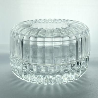 China Luxury Home Decoration/Restaurant/Bar/Hotel Candle Holder 2oz Crystal Round Shape Clear Glass With Glass Lid for sale