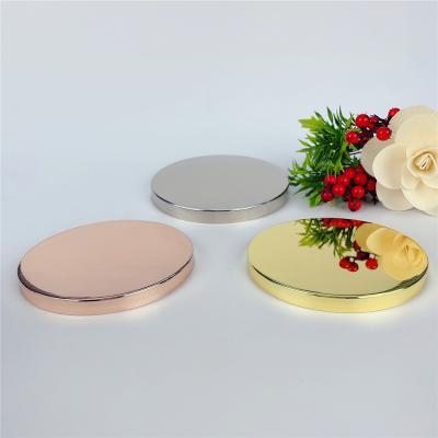 China Wholesale Child Safe Mirror Effect Plated Shiny Silver Gold Rose Gold Metal Candle Lids for Candle Making for sale