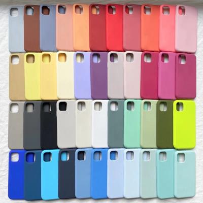 China New Solid Color Shockproof Custom Cell Phone Case For Apple iphone 12 pro max 13 official original logo liquid silicone phone case cover for sale