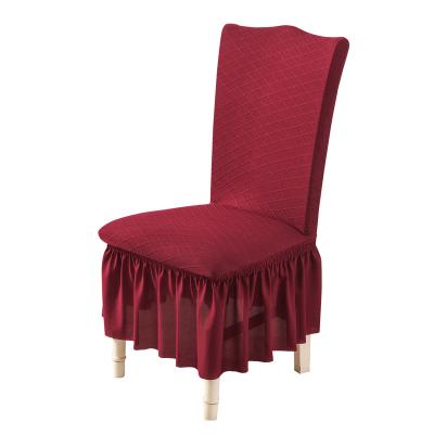 China Wholesale Good Quality Jacquard Banquet Skirt Fluffy Polyester Spandex Cover Chair For Wedding Stretch Chair Covers for sale