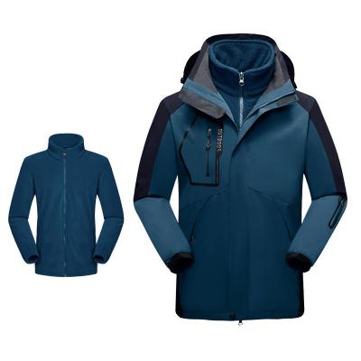 China Breathable Outdoor 3-In-1 Anorak Set Plus Size Mens Winter Waterproof Softshell Jacket With Detachable Liner for sale