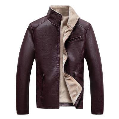 China Custom Logo Fleece Motorcycle Slim Logo Leather Men's Jacket Windproof Jacket With Zipper Pockets for sale