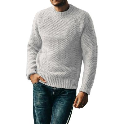 China 2021 Anti-wrinkle Men's Casual Solid Color Round Neck Top Knitted Thick Sweater Men for sale