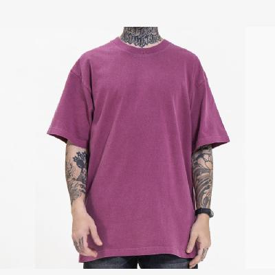 China Brand 230gsm Anti Shrink High Quality 100% Cotton Knit Material Custom Vacuum Washed Distressed Mens T-Shirt for sale