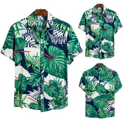 China Fashion Breathable Hawaiian Palm Tree Shirt Mens Summer Beach Short Sleeve Men Print Shirt for sale