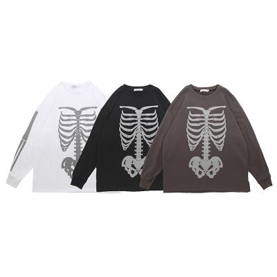 China Retro Hoodie 2021 Hip-hop Oversized Anti-pilling Bone Neck Skull Long Sleeve Round Hoodie For Men And Women for sale