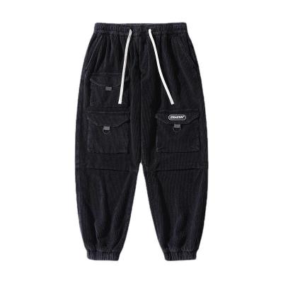 China Hot Sale Fashion Luxury Men's Corduroy Sports Pants Anti-wrinkle Multi-pocket Jogging Casual Cargo Pants for sale