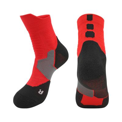 China Antibacterial Ready To Ship Color Contrast Socks Sports Basketball Breathable Comfortable Resistance Running Socks for sale