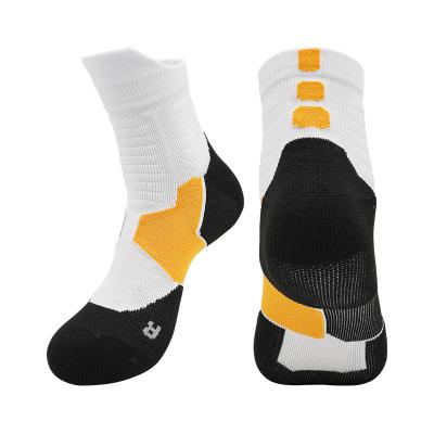 China Antibacterial Men's High Elastic Breathable Towel Socks Sport Soccer Basketball Copper Compression Socks for sale