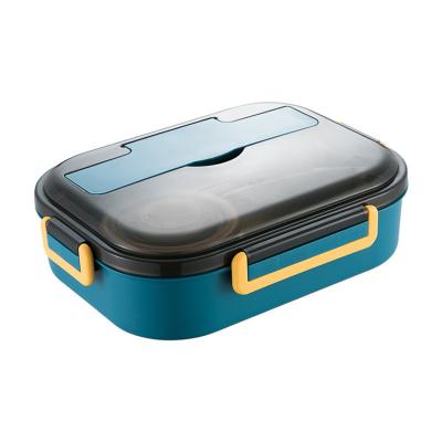 China Sustainable Lunch Box Stainless Steel Grids Food Bento Box With Handle Lunch Box For Camping for sale