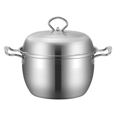 China Sustainable 201 stainless steel soup pot cookware sets with temper glass lid with stainless steel sauce pot for sale