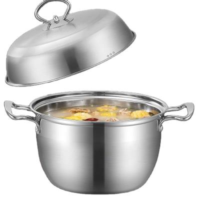 China Sustainable 201 stainless steel soup pot cooking pot set soup pot steamer electronic cookware with lid and double handle for sale