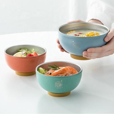 China Sustainable Stainless Steel Food Serving Bowl Color Customized Restaurant Salad Bowl for sale