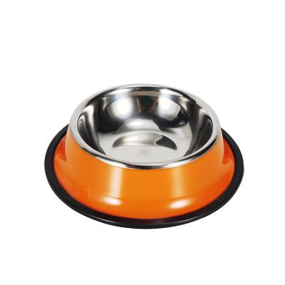 China Small Animals Dog Bowl With Base Stainless Steel Pet Food Bowl Rubber Drinking Dish for sale