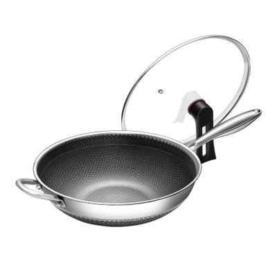 China Home Wok Pan Non Stick Coating Frying Pan Kitchen Utensils Stainless Steel Kitchen Restaurant Hotel Ect 316 Handle for sale