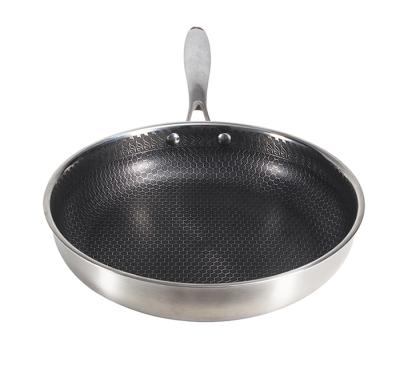 China 304 Honeycomb Wok Pan Stainless Steel Non-Stick Cookware Pan Viable Pans for sale