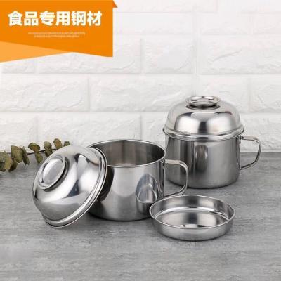 China Sustainable 410 Stainless Steel Lunch Bowl With Lid Stainless Steel Leak Proof Food Storage Container Lunch Bowl For Adult Student for sale