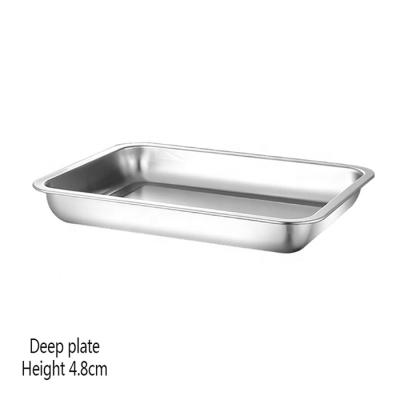 China Sustainable 304 Stainless Steel Deep Plate Square Tray Rectangular Food Serving Serving Tray for sale