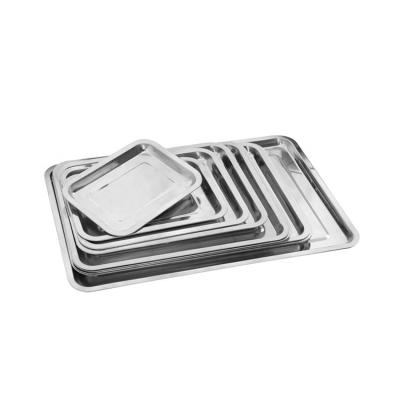 China Sustainable Home And Commercial Use 410 Stainless Steel Dish Rectangular Shallow Buffet Trays for sale