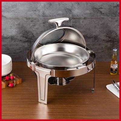 China 201 stainless steel buffet catering warmer round chafing dish food warmer cookware sets for sale