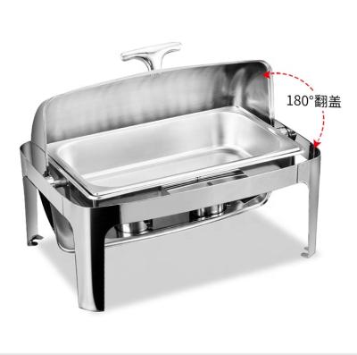 China 201 stainless steel rectangular chafing dish hotpot shake serving trays luxury chafing dish for restaurant for sale