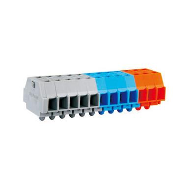 China Orange Grey Blue 4 - 12 AWG Miniature Terminal Block With 9 - 10 mm Strip for sale