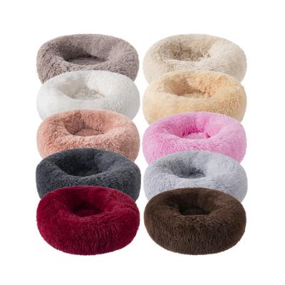 China Manufacturer Wholesale Custom Comfortable Round Donut Luxury Washable Ultra Soft Pet Cat Dog Bed for sale