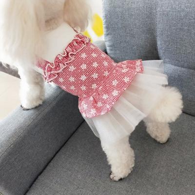 China Viable Handmade Summer Cute Pet Dress Up Tutu Clothing Polyester Wedding Dog Skirt XL Sunbathing for sale