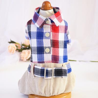 China Hot Sales Stocked Newcomer Checked Plaids Spring Fashion Dog Clothes for sale