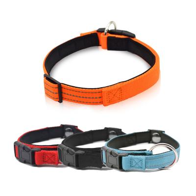 China Reflective Black Adjustable Webbing Buckle Single Nylon Pet Training Collar Dog Collar for sale