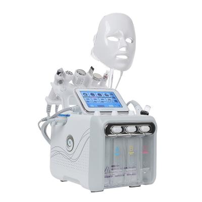 China Skin Tightening 8 in 1 Small Bubble Oxygen Jet Water Blackhead Remover LED Facial Mask Hydraulic Clean Facial Lifting Ultrasonic Hydraulic Facial Machine for sale